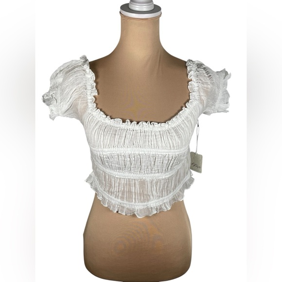 Free‎ People FP One Cheri Smocked Crop Top Medium NWT - Picture 3 of 10